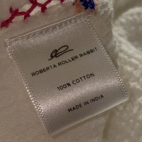 New Roberta Roller Rabbit Women's Peasant Blouse 100% Cotton Beachy Tunic Medium - Picture 8 of 13